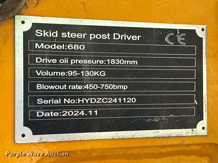 image for item EQ4877 2024 GIYI 680 skid steer post driver