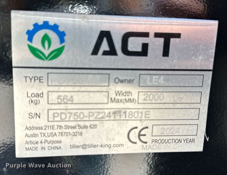 image for item EQ4886 2024 AGT 750 AGR0TK skid steer post driver