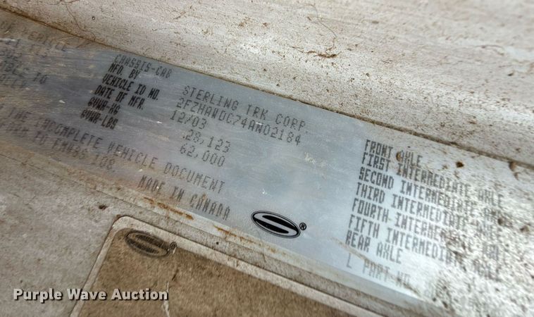 image for item EQ4902 2004 Sterling L8500 dump truck