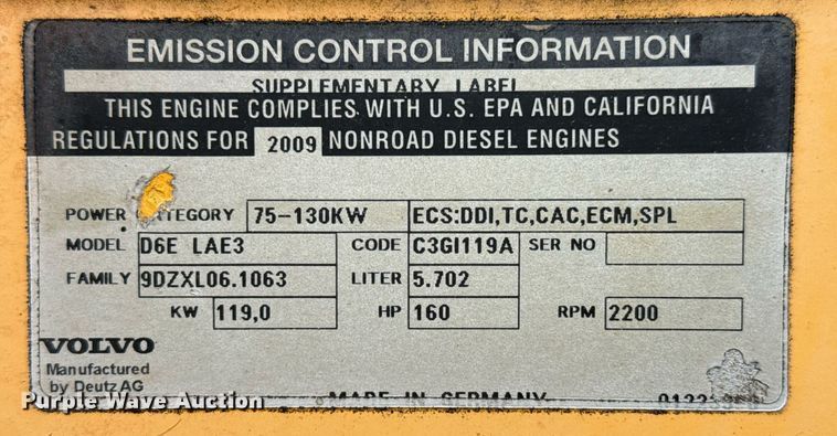 image for item EQ4916 2009 Volvo L90F wheel loader