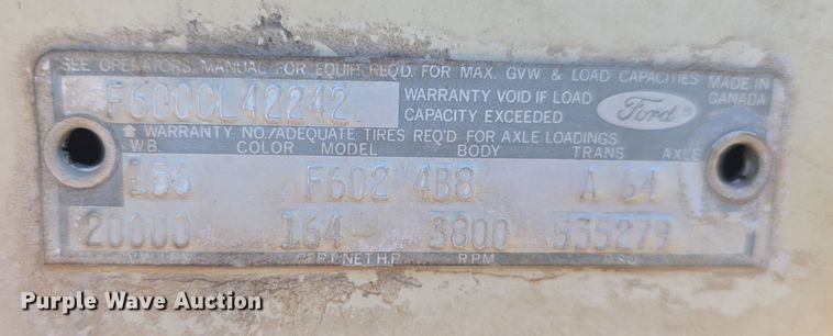 image for item DO7914 1971 Ford F600 sewer jetter truck