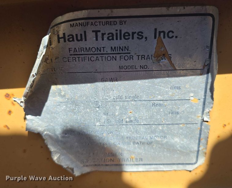 image for item DT6892 1994 Redi Haul Trailers FSL12 utility trailer