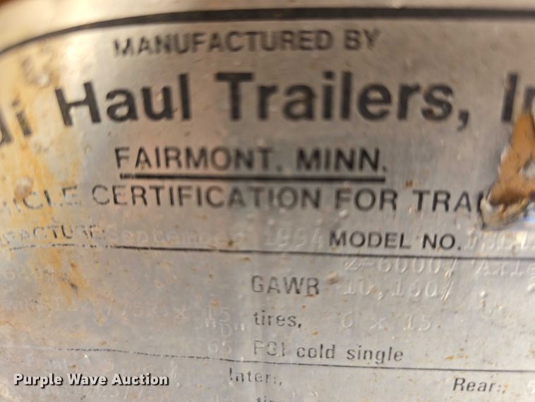 image for item DT6892 1994 Redi Haul Trailers FSL12 utility trailer