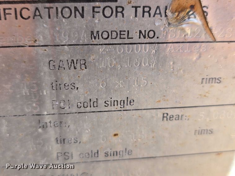 image for item DT6892 1994 Redi Haul Trailers FSL12 utility trailer