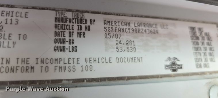 image for item DT6910 2008 American LaFrance Condor refuse truck
