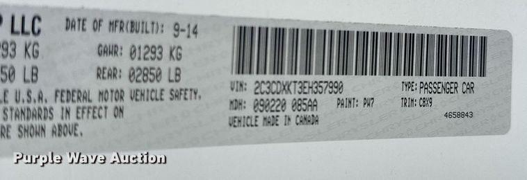 image for item DU7814 2014 Dodge Charger Police 