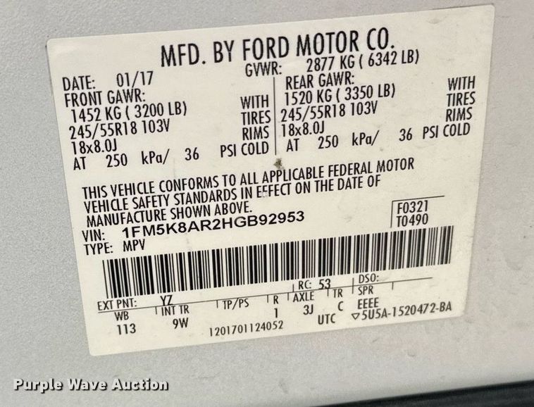 image for item DU7828 2017 Ford Explorer Police Interceptor SUV