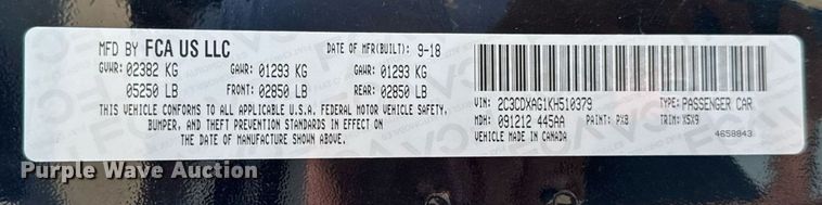 image for item DU9792 2019 Dodge Charger Police 