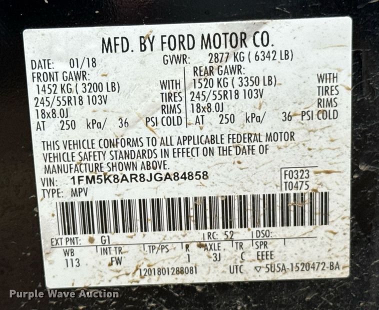 image for item DU9831 2018 Ford Explorer Police Interceptor SUV