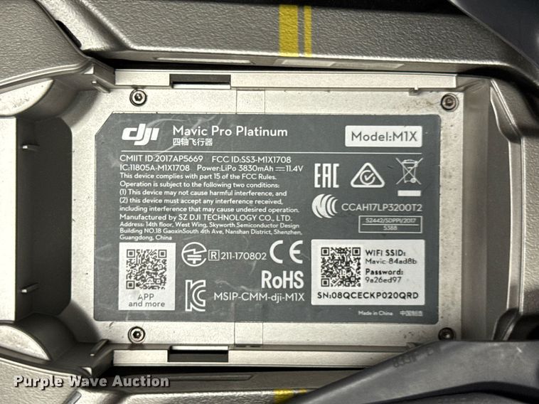 image for item DU9832 (2) DJI Mavic Pro Platinum M1X drones