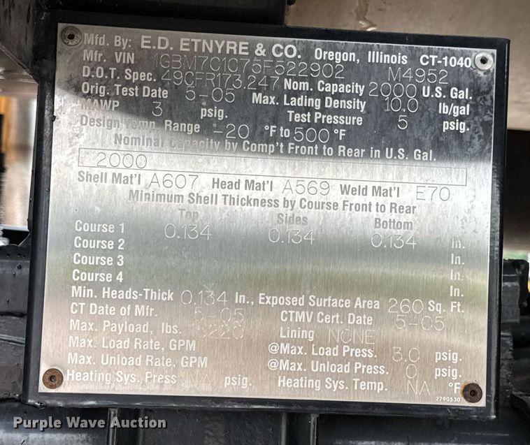 image for item DV4185 2005 Chevrolet C7500 oil distributor truck