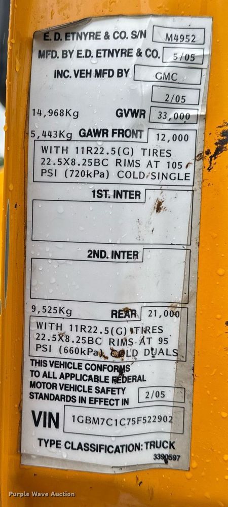 image for item DV4185 2005 Chevrolet C7500 oil distributor truck