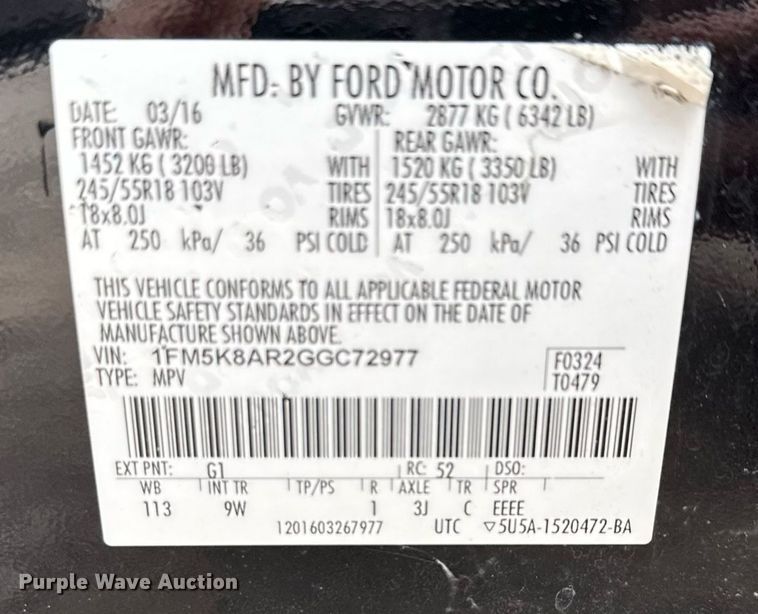 image for item DX5476 2016 Ford Explorer Police Interceptor SUV