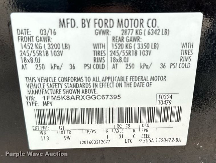 image for item DX5482 2016 Ford Explorer Police Interceptor SUV