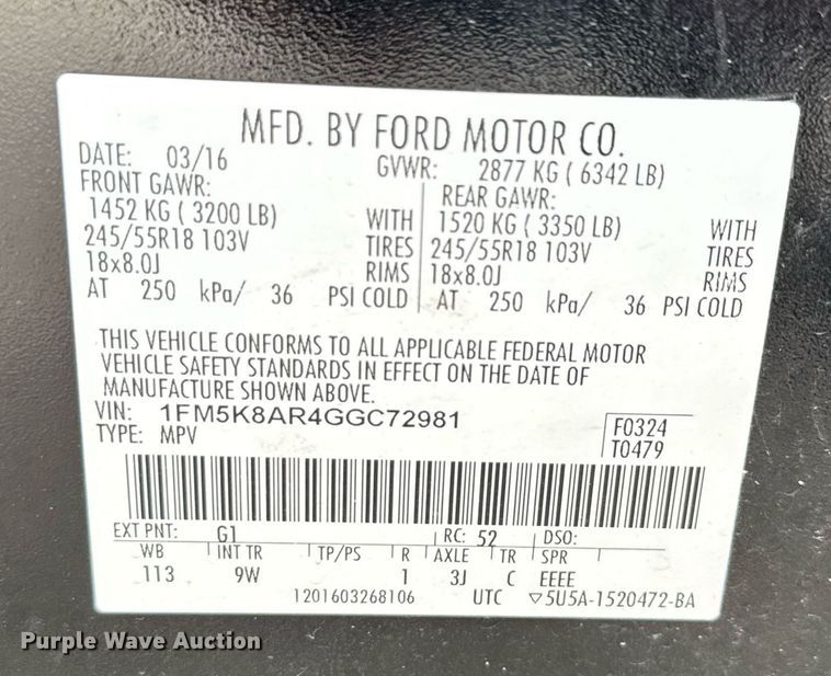 image for item DX5484 2016 Ford Explorer Police Interceptor SUV