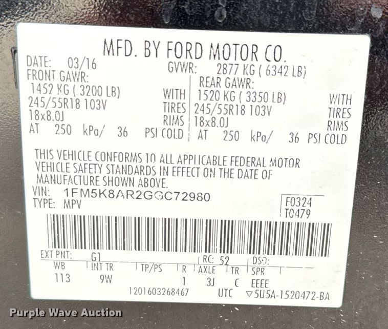 image for item DX5485 2016 Ford Explorer Police Interceptor SUV