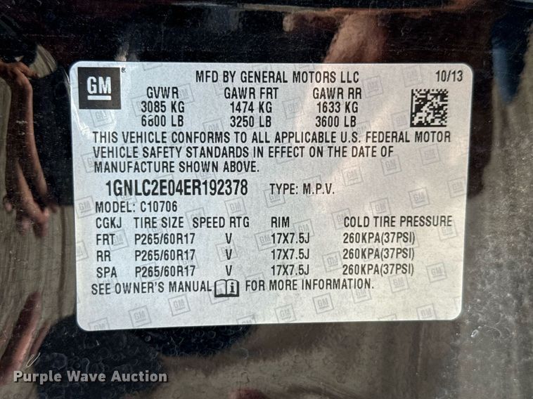 image for item DX5486 2014 Chevrolet Tahoe Police SUV