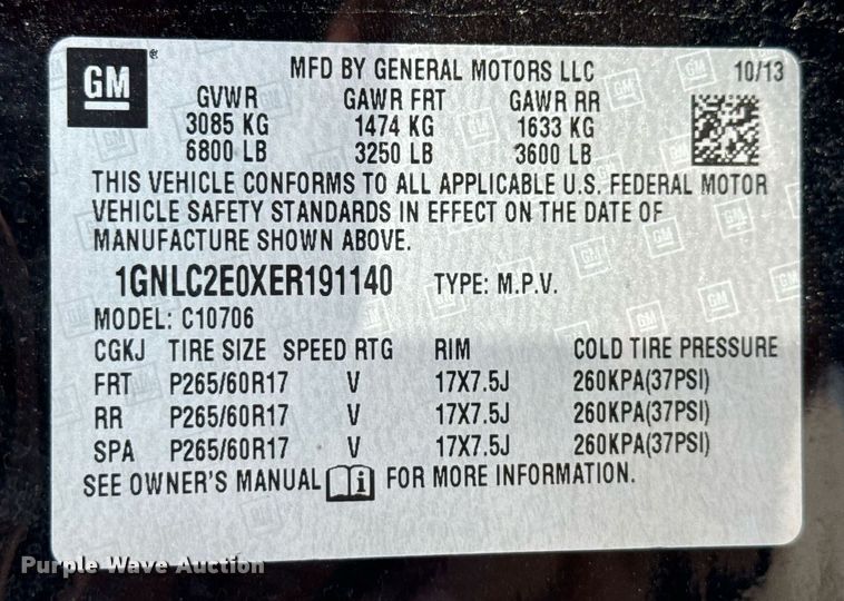 image for item DX5487 2014 Chevrolet Tahoe Police SUV