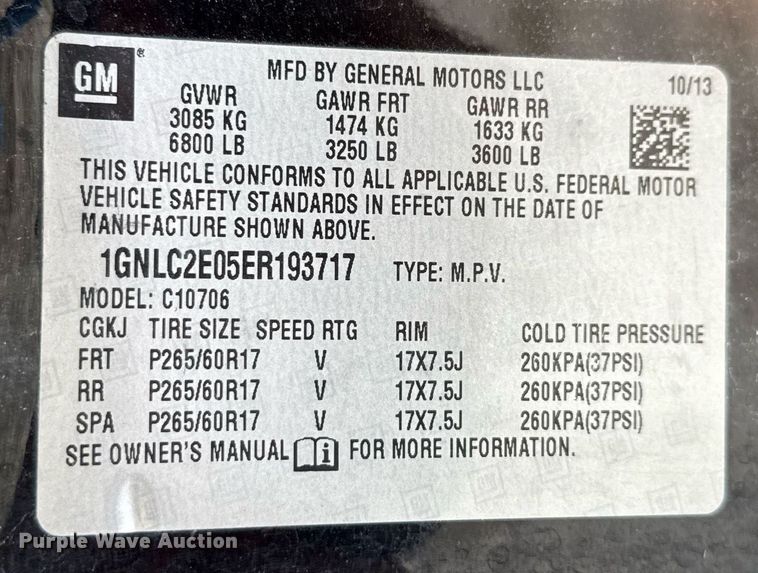 image for item DX5488 2014 Chevrolet Tahoe Police SUV