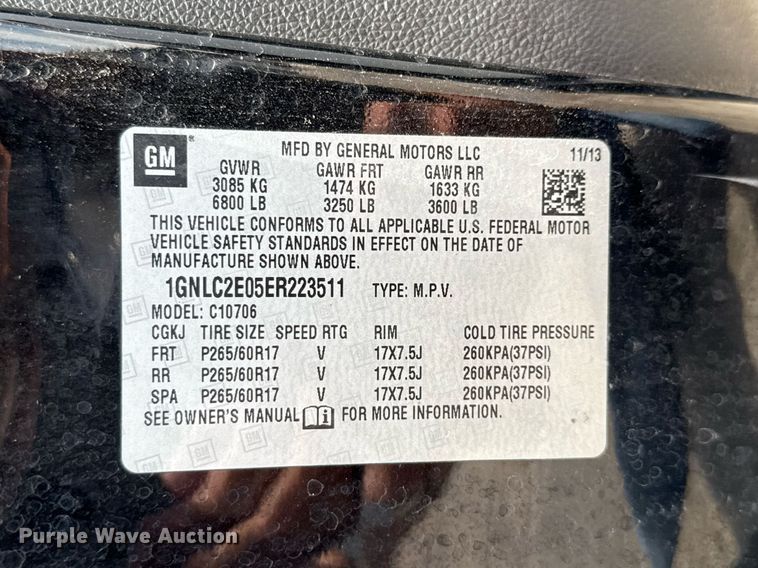 image for item DX5489 2014 Chevrolet Tahoe Police SUV