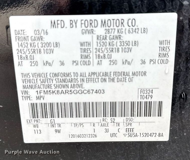 image for item DX5490 2016 Ford Explorer Police Interceptor SUV