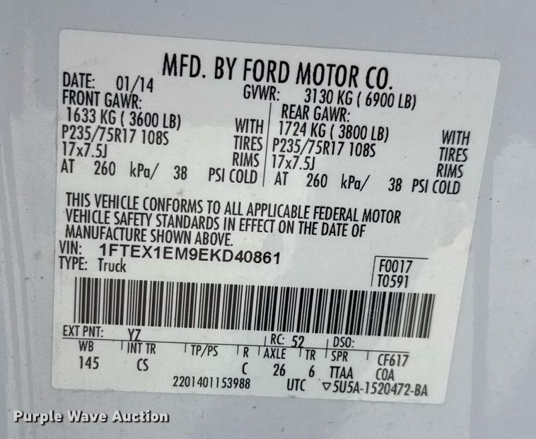 image for item DX5496 2014 Ford F150 XL SuperCab pickup truck