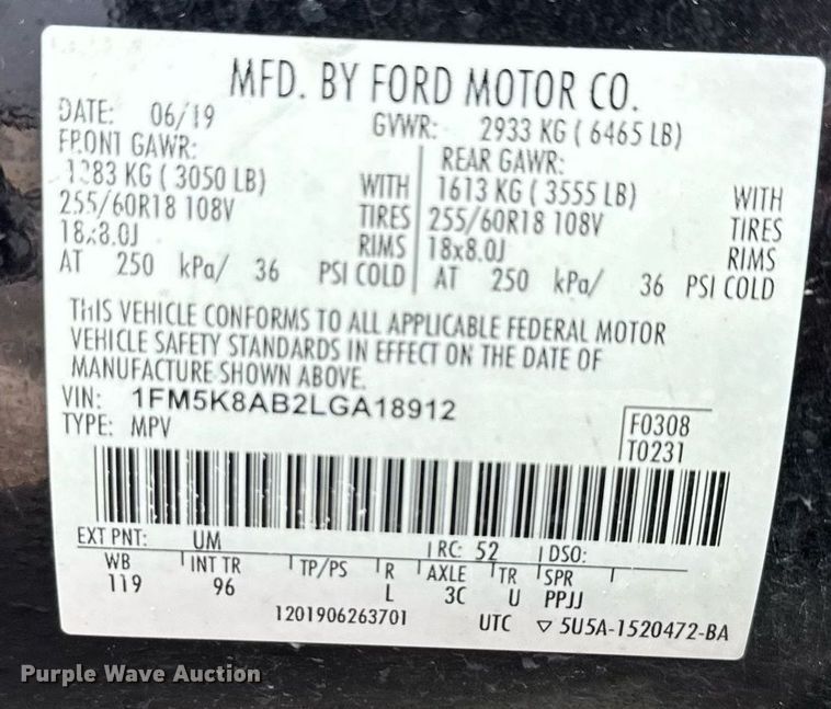 image for item DX5501 2020 Ford Explorer Police Interceptor SUV