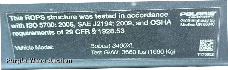 image for item DX5511 2013 Bobcat 3400XL utility vehicle