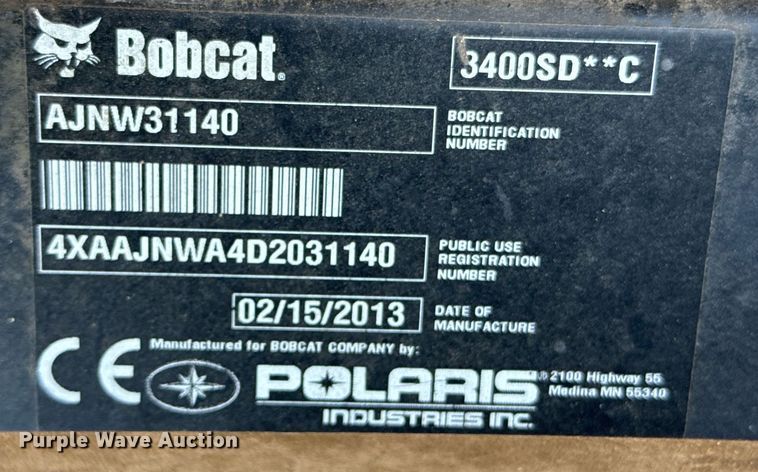 image for item DX5511 2013 Bobcat 3400XL utility vehicle