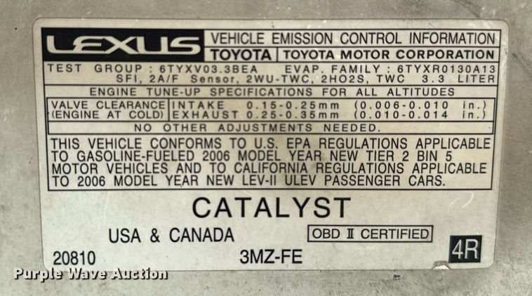 image for item DX5515 2006 Lexus ES 330 