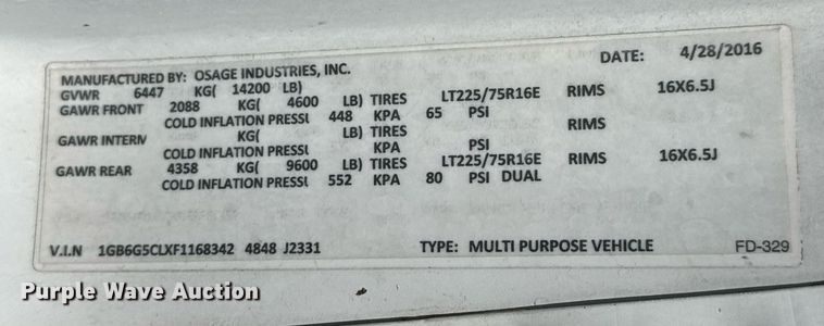 image for item DY0155 2015 Chevrolet Express G4500 ambulance