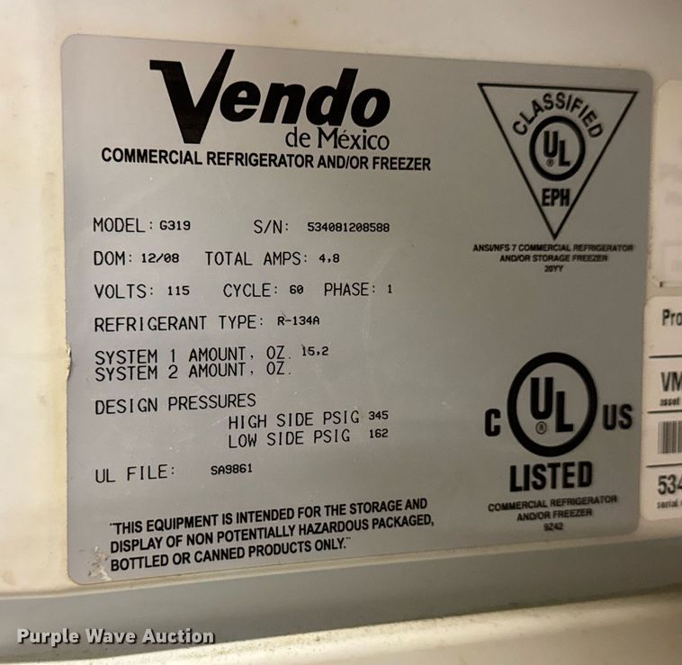 image for item DY0209 Vendo G319 refrigerator