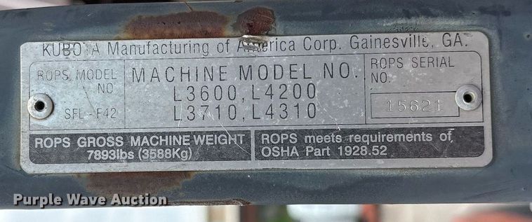 image for item DY0542 Kubota L4310 tractor