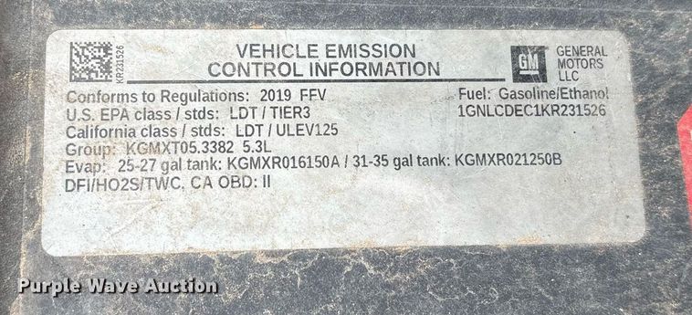 image for item DY0565 2019 Chevrolet Tahoe Police SUV