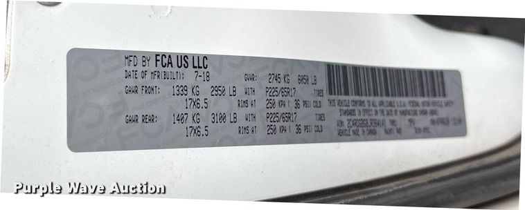 image for item DY0607 2018 Dodge Grand Caravan handicap accessible van