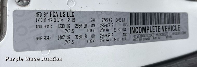 image for item DY0614 2019 Dodge Grand Caravan handicap accessible van