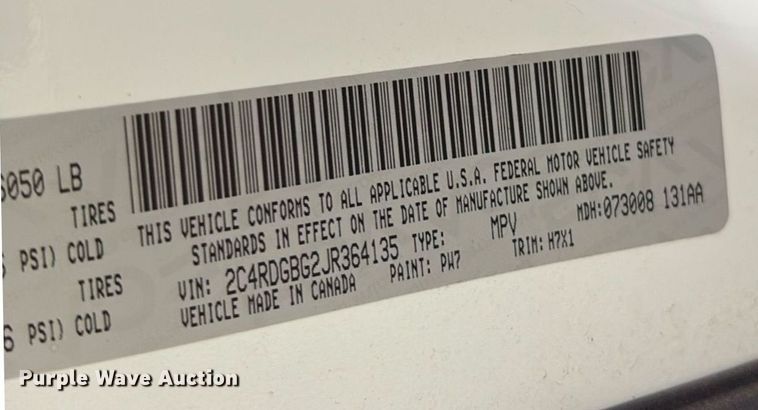 image for item DY0620 2018 Dodge Grand Caravan handicap accessible van