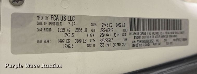 image for item DY0621 2017 Dodge Grand Caravan handicap accessible van