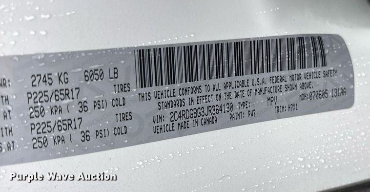 image for item DY0622 2018 Dodge Grand Caravan handicap accessible van