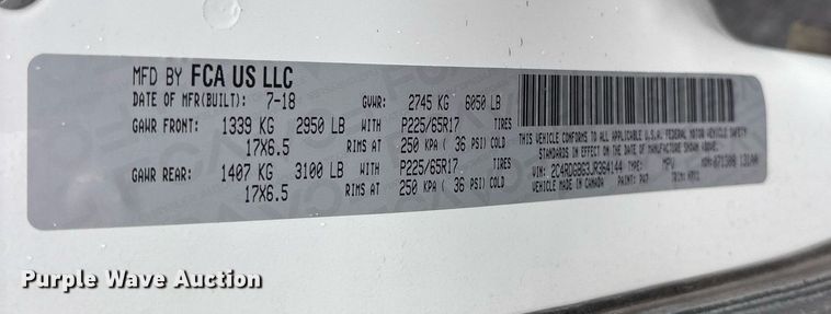 image for item DY0624 2018 Dodge Grand Caravan handicap accessible van