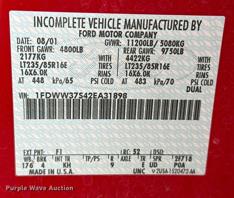 image for item DZ8502 2002 Ford F350 rescue vehicle