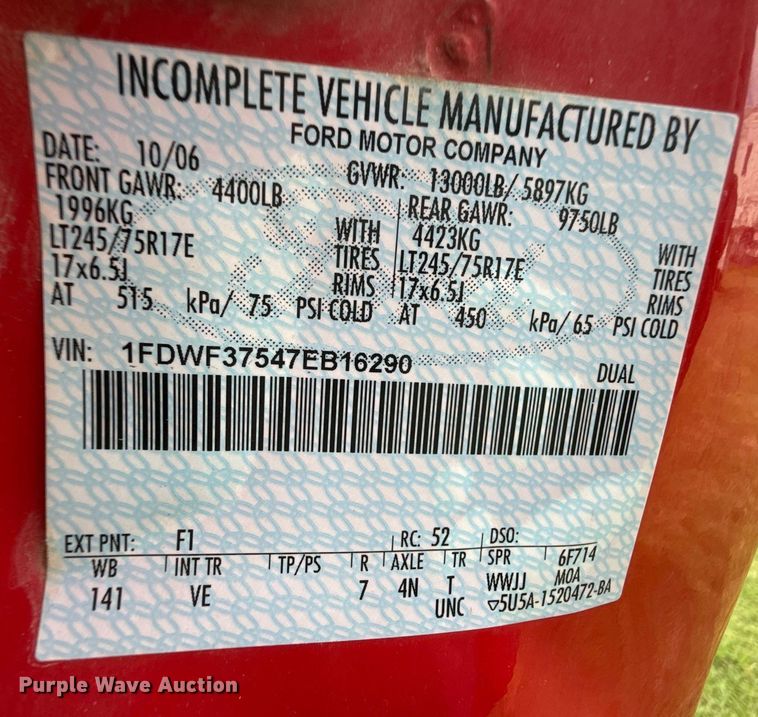 image for item DZ8503 2007 Ford F350 Super Duty XL brush fire truck