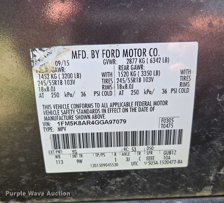 image for item ED2030 2016 Ford Explorer Interceptor SUV