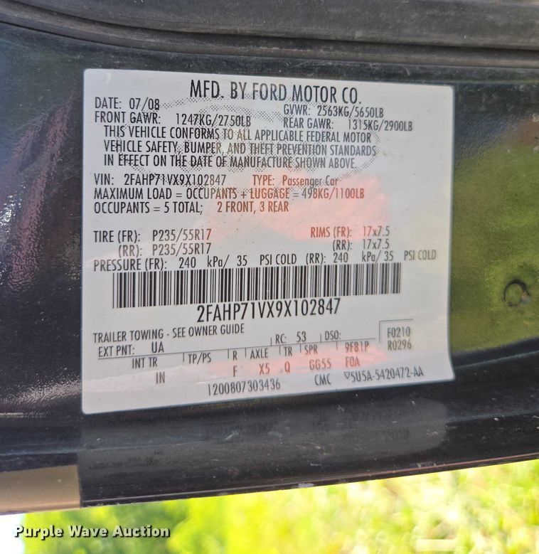 image for item ED2031 2009 Ford Crown Victoria Police Interceptor 