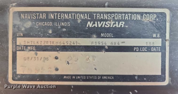 image for item EF1505 1989 International F1954 dump truck