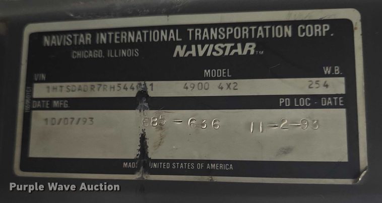 image for item EF3506 1994 International 4900 ladder fire truck