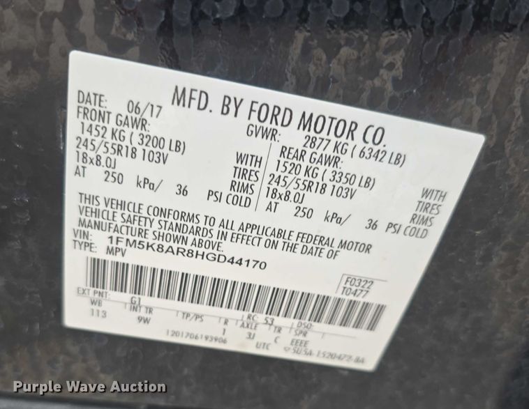 image for item EF3544 2017 Ford Explorer Police Interceptor SUV