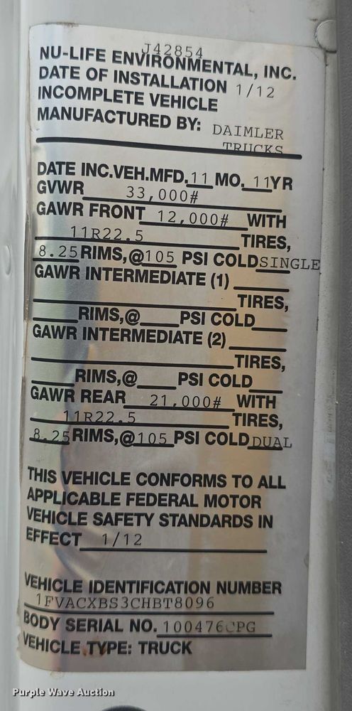 image for item EF3559 2012 Freightliner Business Class M2 crane truck