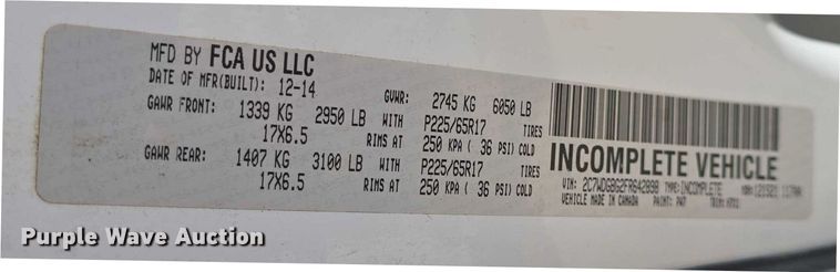 image for item EF3565 2015 Dodge Grand Caravan handicap accessible van