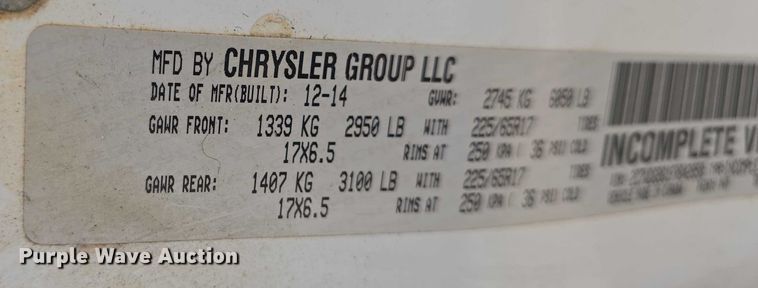 image for item EF3567 2015 Dodge Grand Caravan handicap accessible van